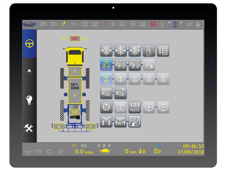 Het touchscreen van de veldspuit